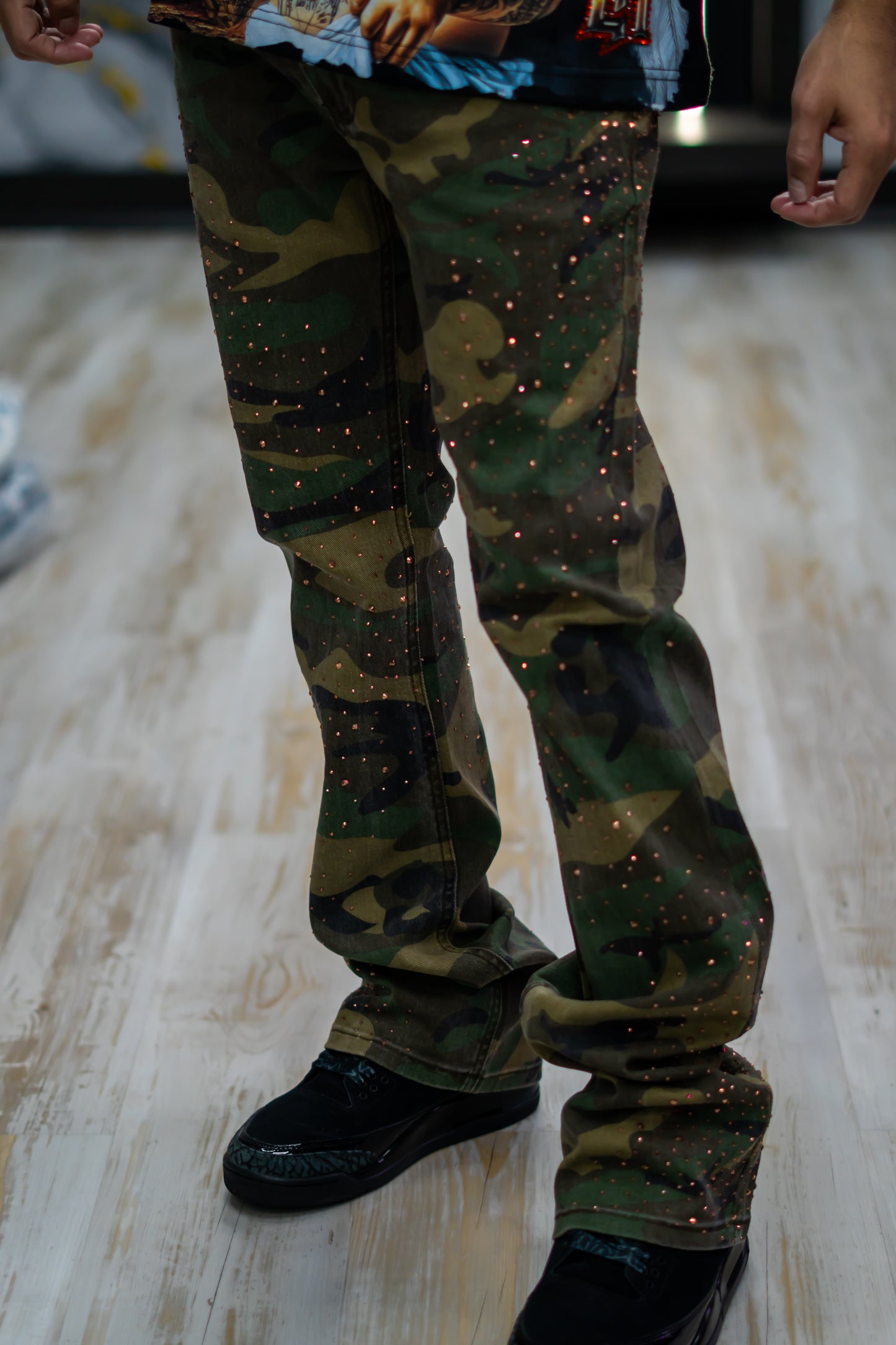 Mahon Roar Denim Rhinestone Woodland