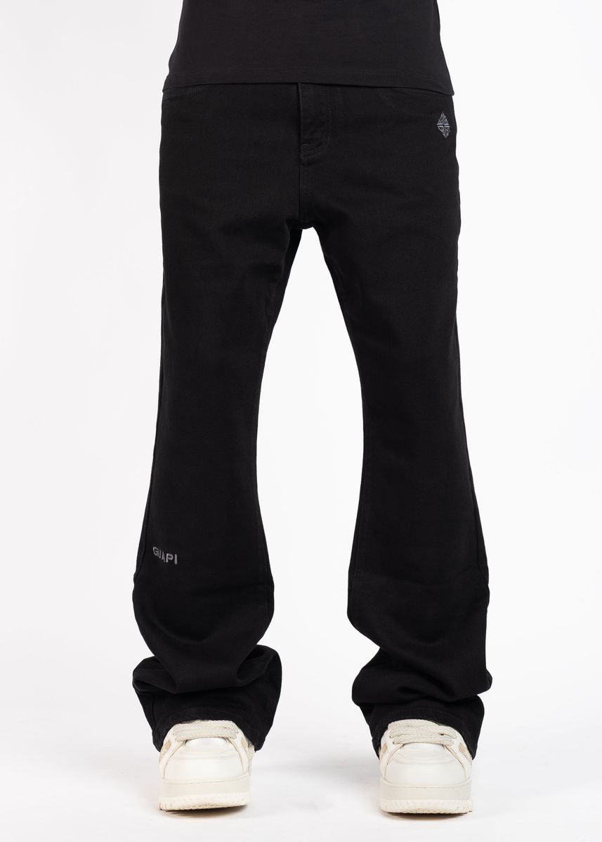 Obsidian Black Basics Flared Denim