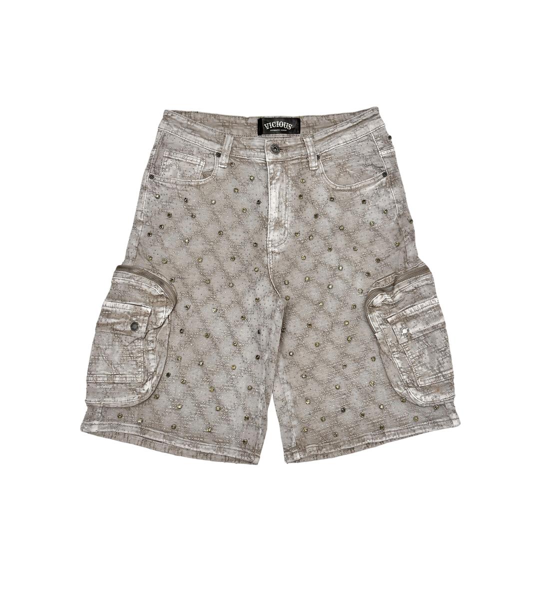 Vicious Crystal Long Fit Cargo Short Light Taupe