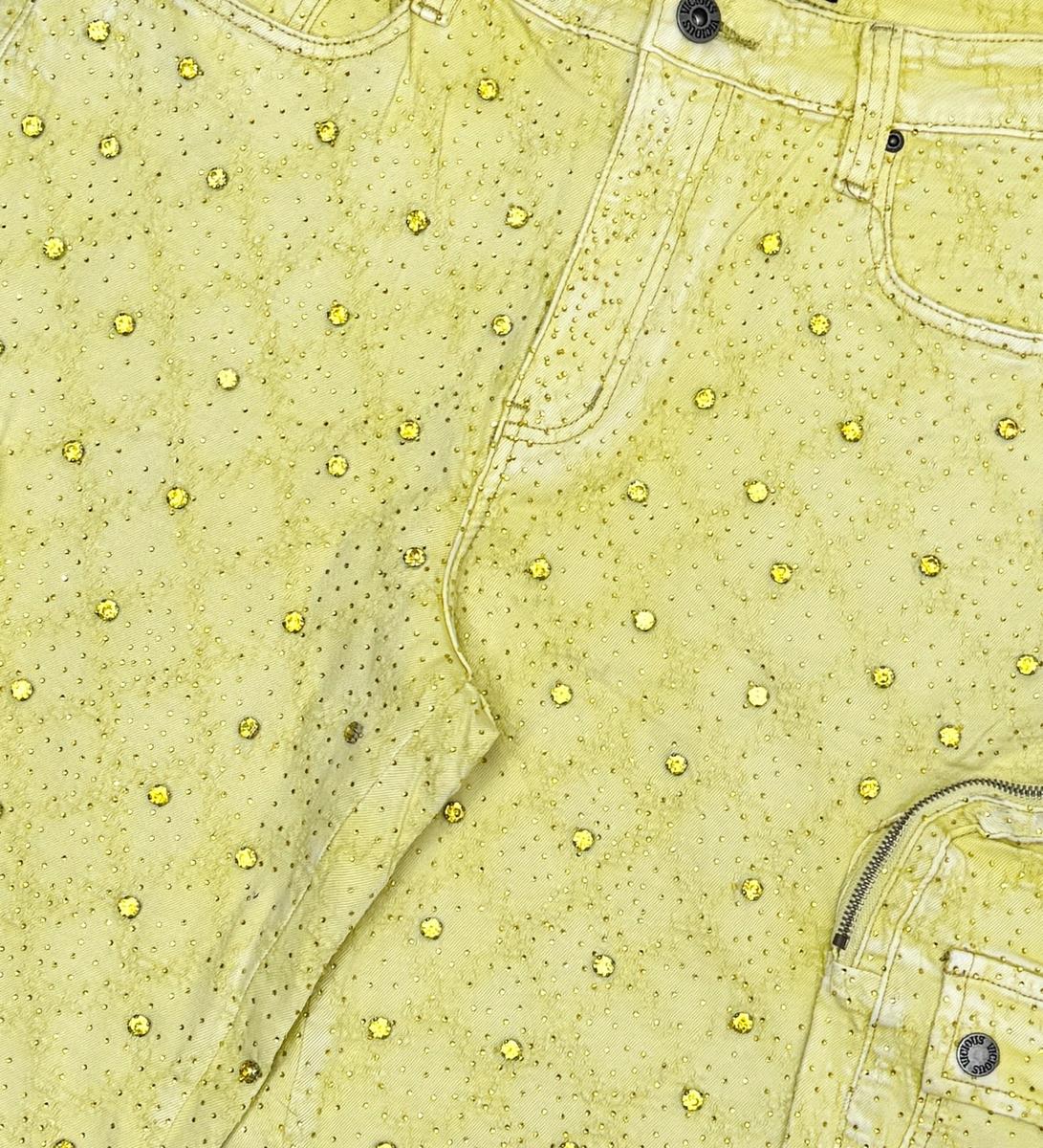 Vicious Crystal Long Fit Cargo Short Yellow