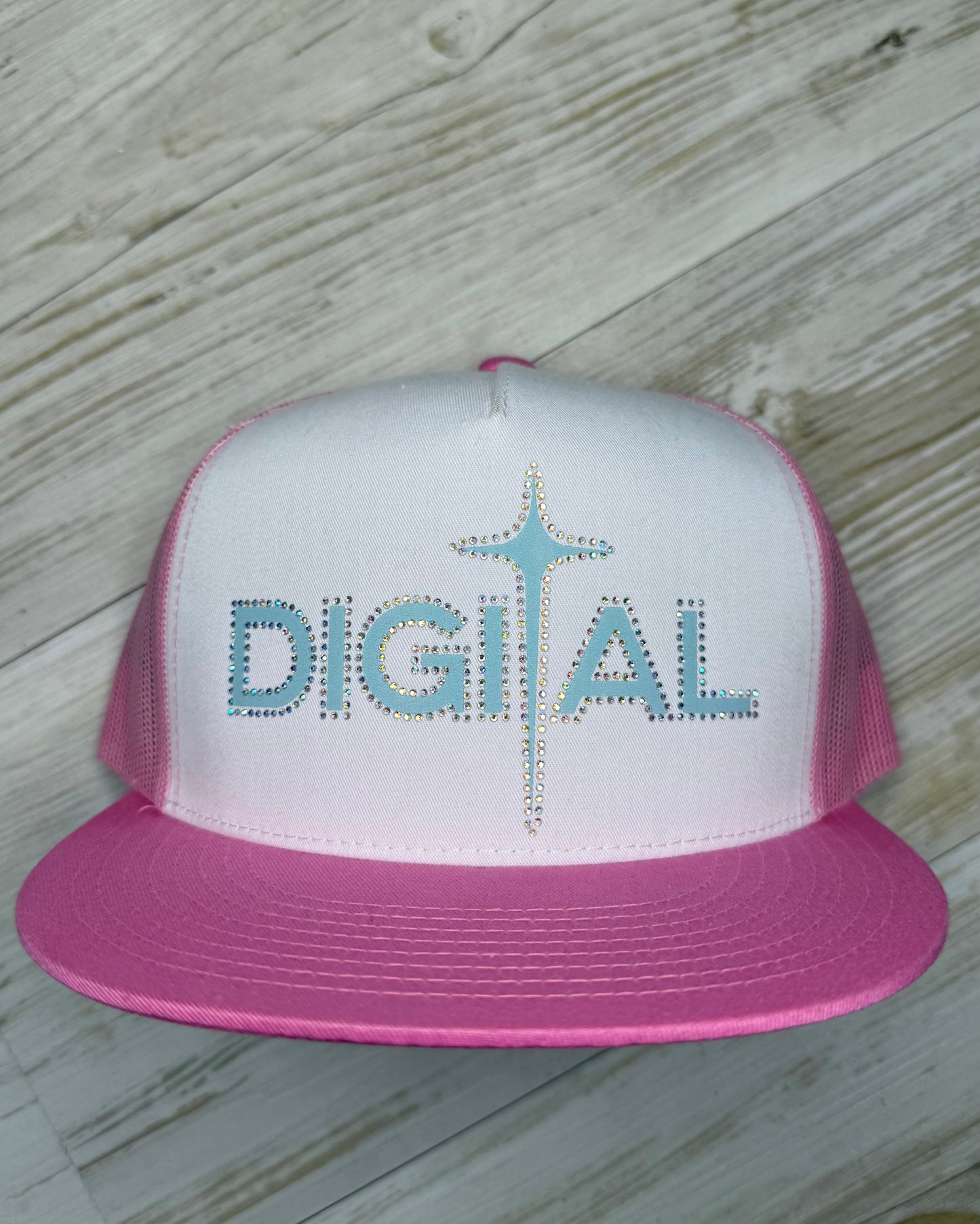 Digital Cap Pink/ Baby Blue with Rhinestone