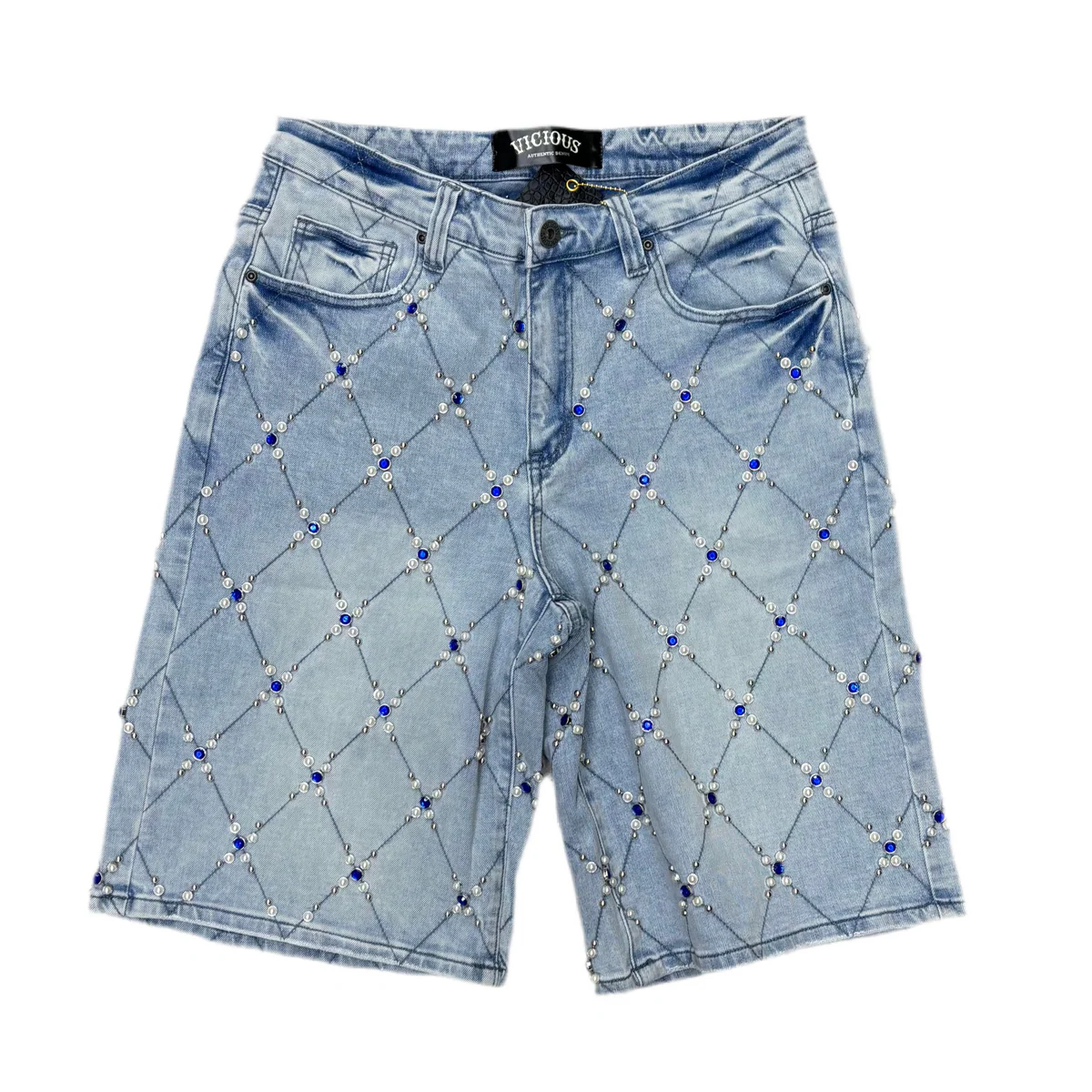 Vicious Crystal Long Fit Cargo Short L.T Blue