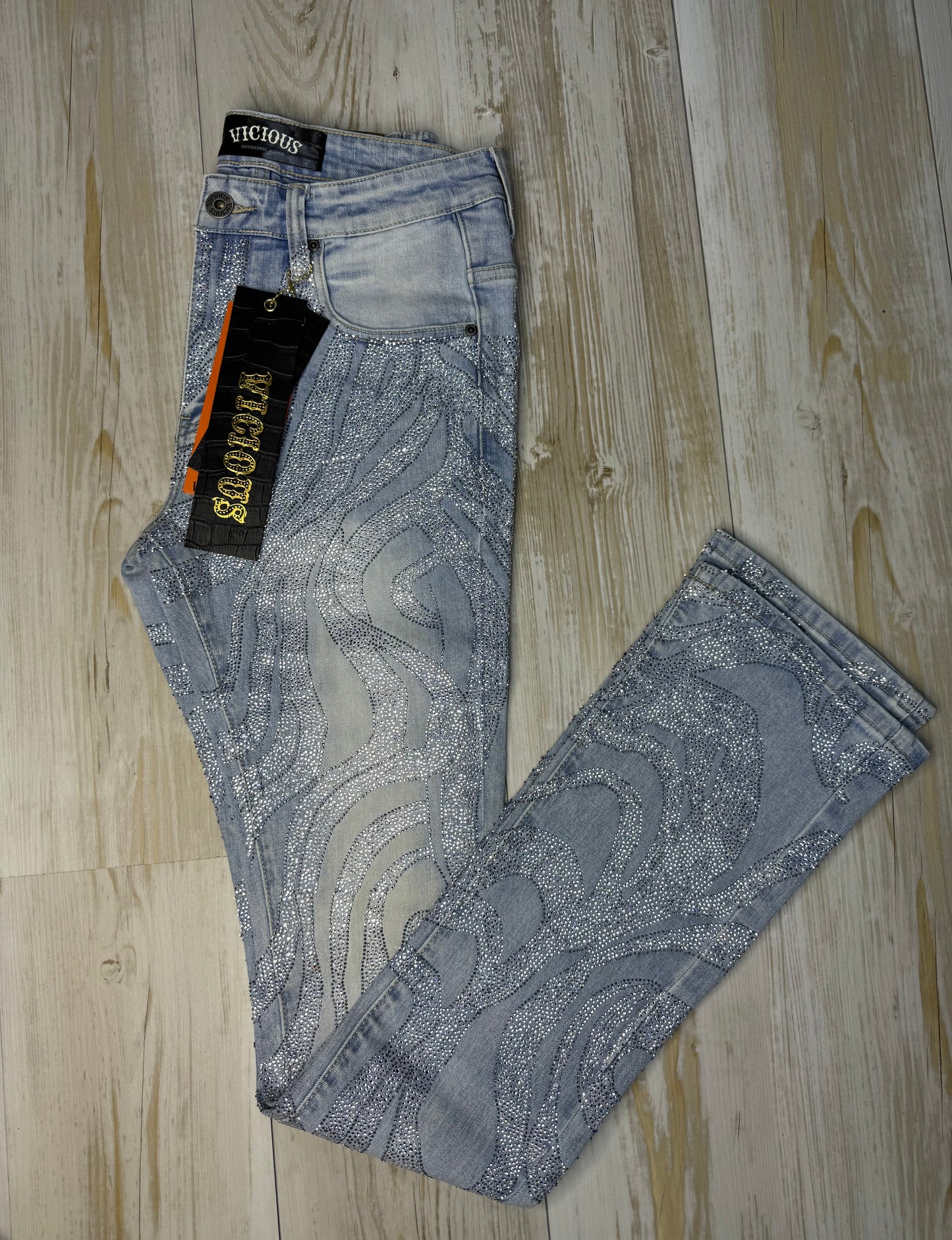 Vicious Denim Pant Indigo Rhinestone