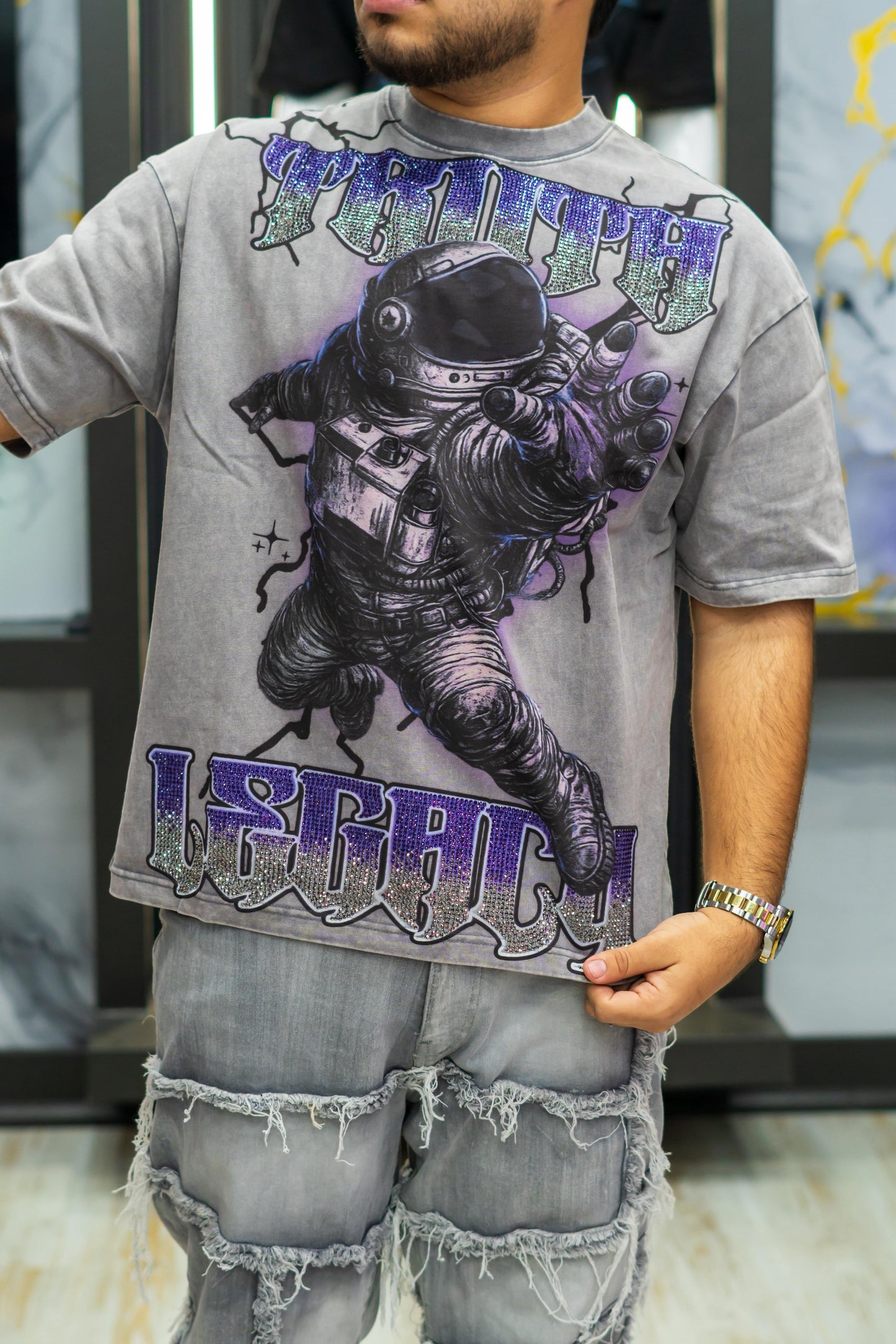 TRUTH LEGACY T Shirt Astronaut Gray W Purple