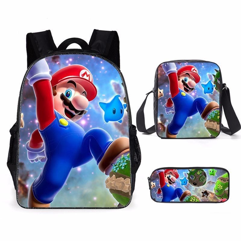Set Escolar 3 piezas- Mario Bross Azul