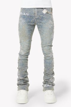 Vintage Blue Distressed Cross Denim