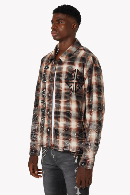 Mocha Rhinestone Flannel