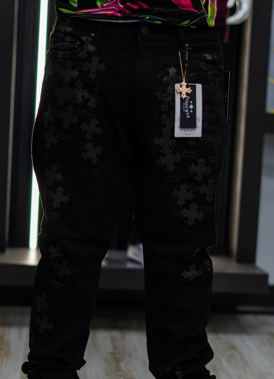 Mahon Stacked 'Denim Slim Taper Black