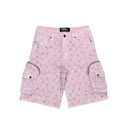 Vicious Crystal Long Fit Cargo Short Powder Pink