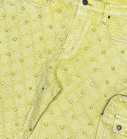 Vicious Crystal Long Fit Cargo Short Yellow