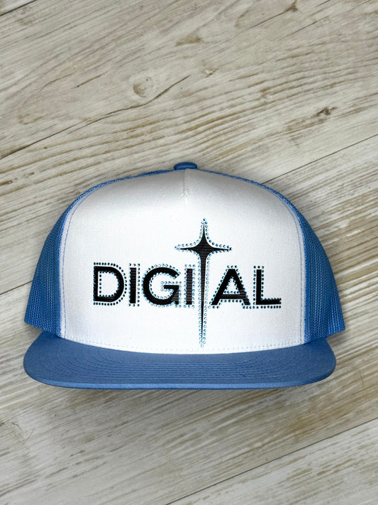 Digital Cap Light Blue/Black/ White with Rhinestone