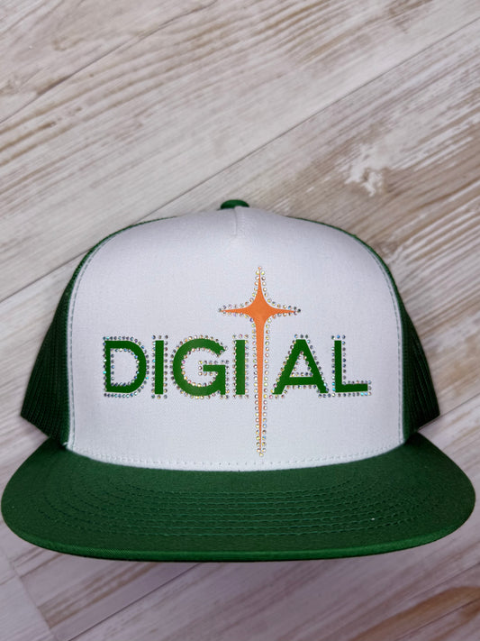 Digital Cap Green/Red/White with Rhinestone