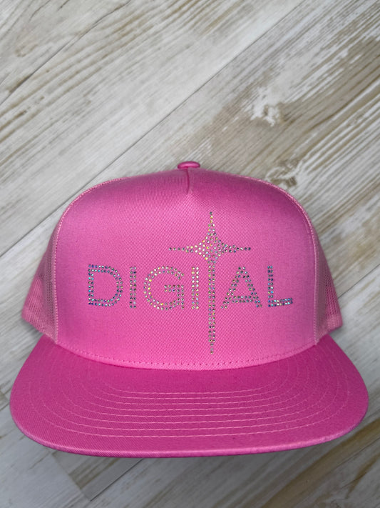 Digital Cap Full Pink with Rhinestone