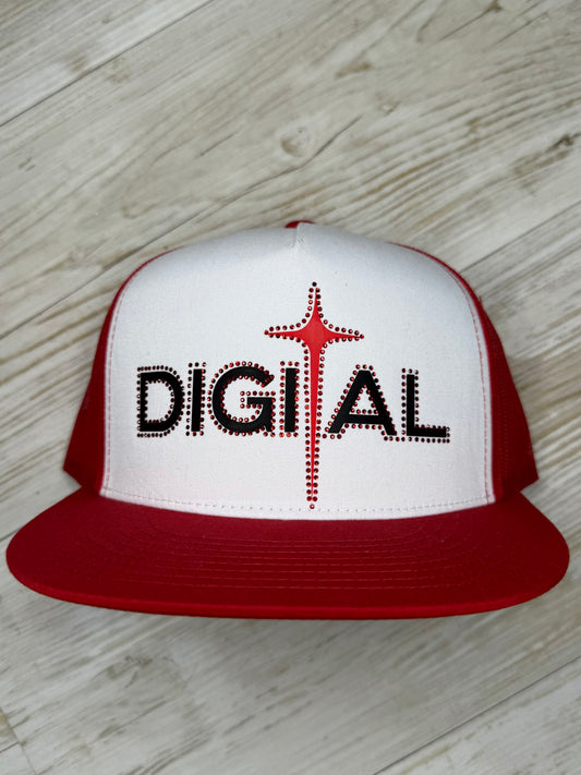 Digital Cap Red/ Black with Rhinestone