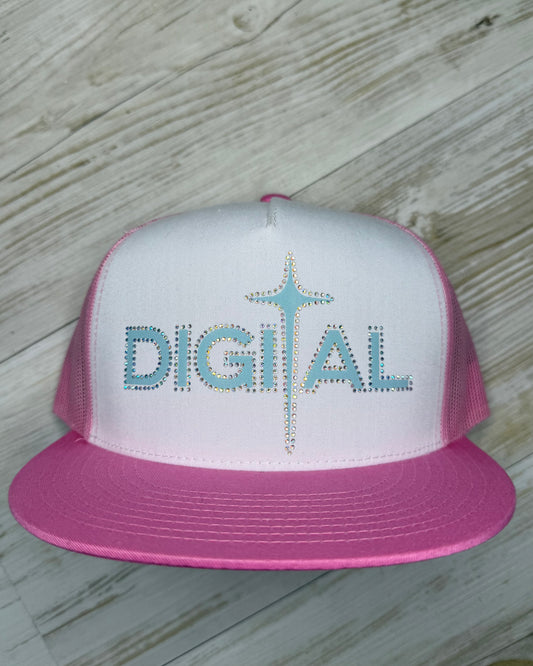 Digital Cap Pink/ Baby Blue with Rhinestone