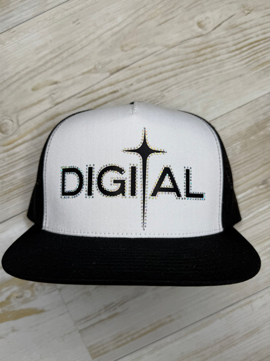 Digital Cap Black/ White with Rhinestone
