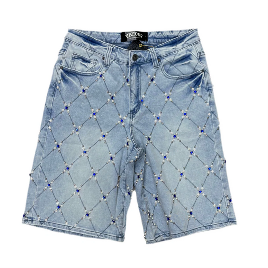 Vicious Crystal Long Fit Cargo Short L.T Blue