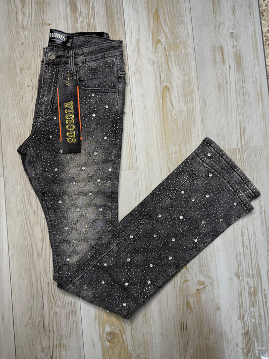 Vicious Denim Pant Grey with Rhinestone