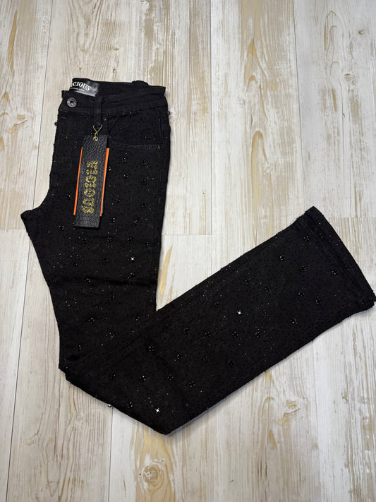 Vicious Denim Pant Black mini Rhinestone