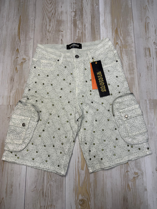 Vicious Crystal Long Fit Cargo Short Smoke Green