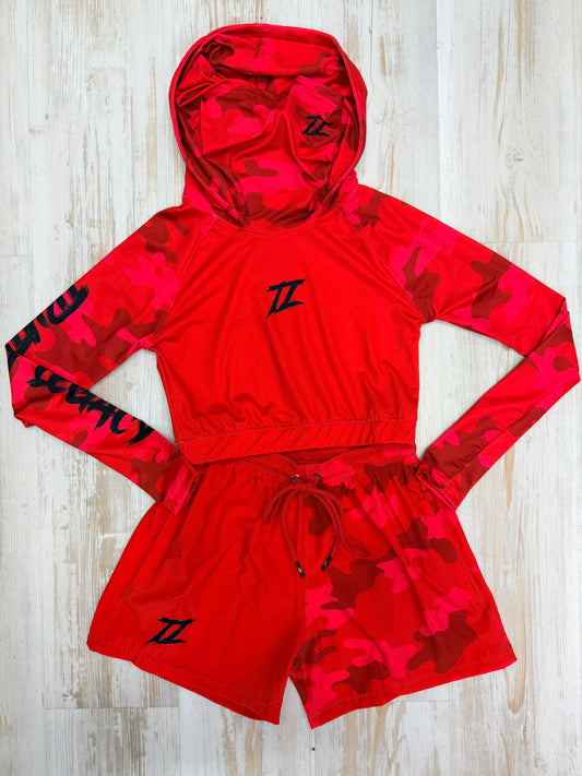TRUTH LEGACY SET PLAYA ROJO CAMO MUJER LETRA NEGRA