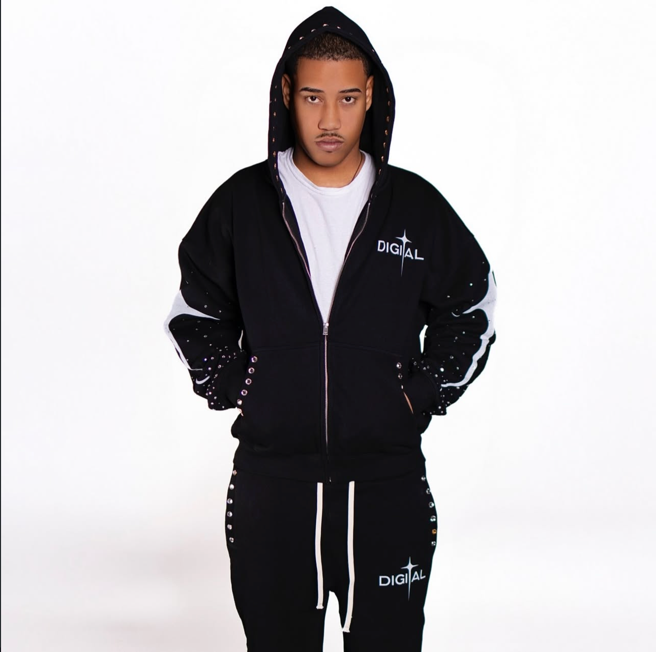 DIGITAL BLACK SET W RHINESTONE