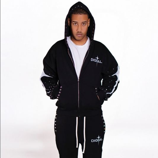 DIGITAL BLACK SET W RHINESTONE