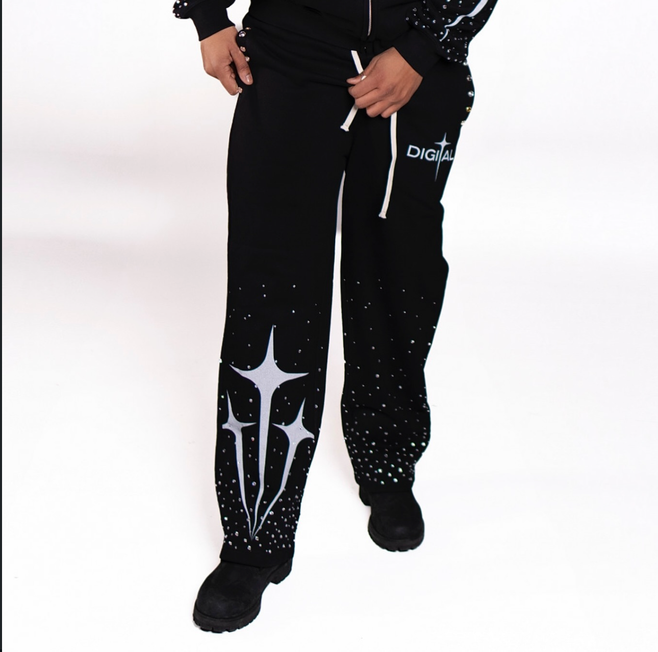 DIGITAL BLACK SET W RHINESTONE