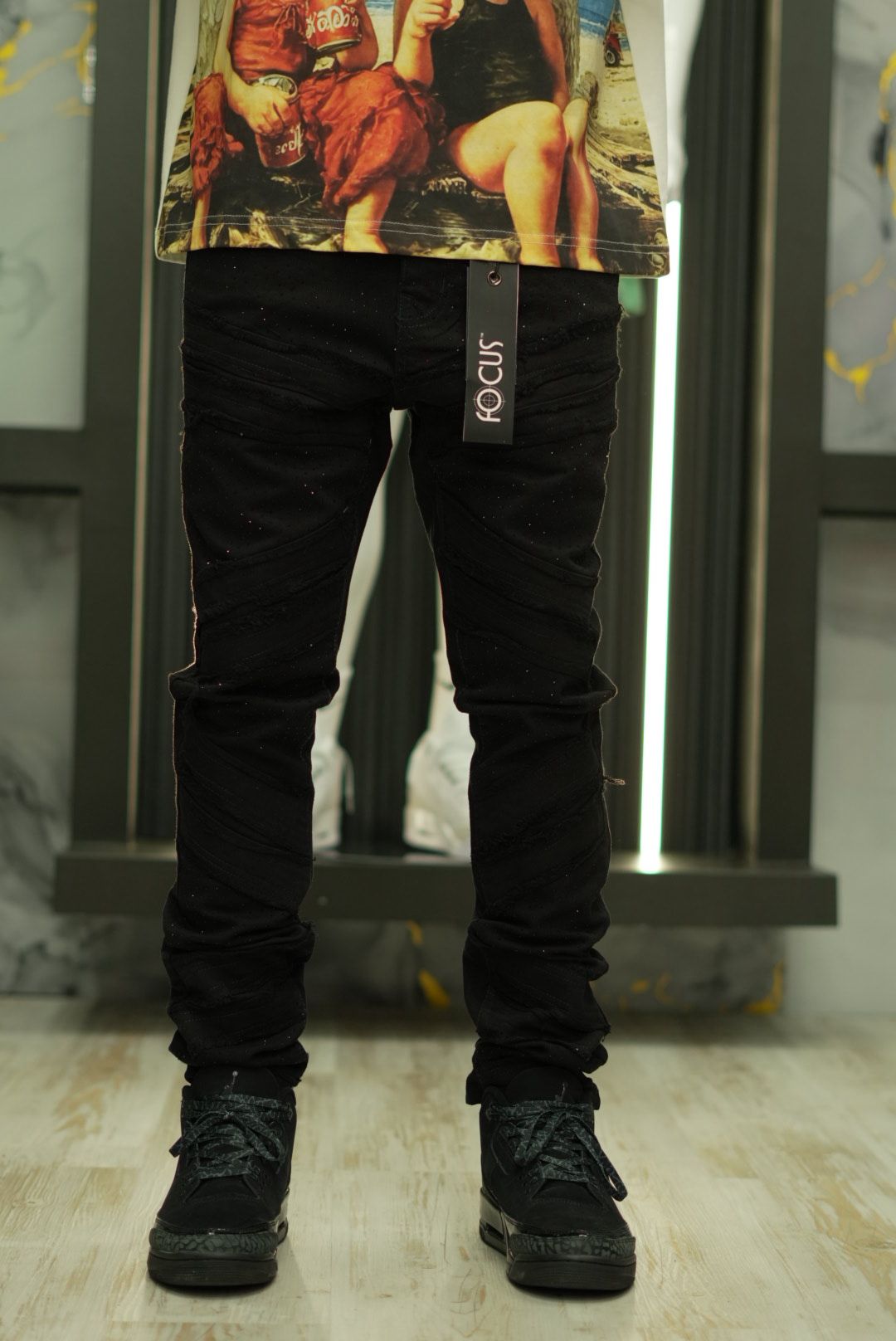 Mahon Roar 'Denim Skinny Black' Rhinstone