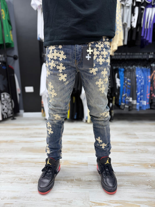 Mahon Stacked 'Denim Slim Taper Beige Blue