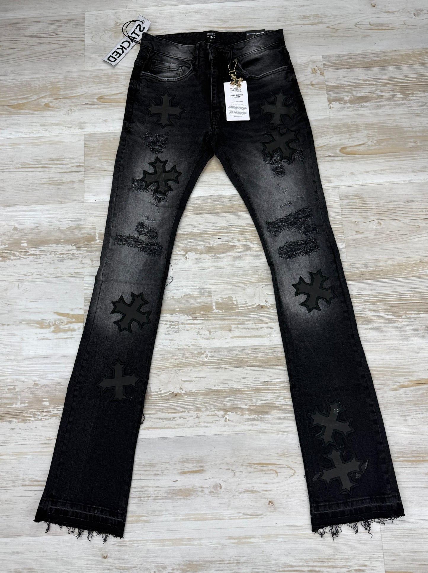 See You In Paradise Super Skinny Stacked Black Shadow