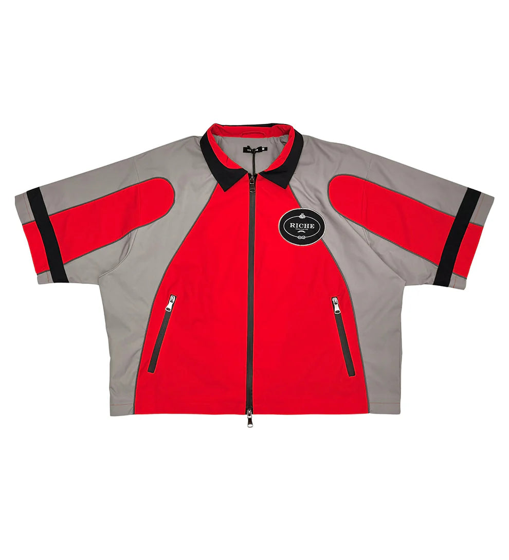 Nylon biker jacket set Red